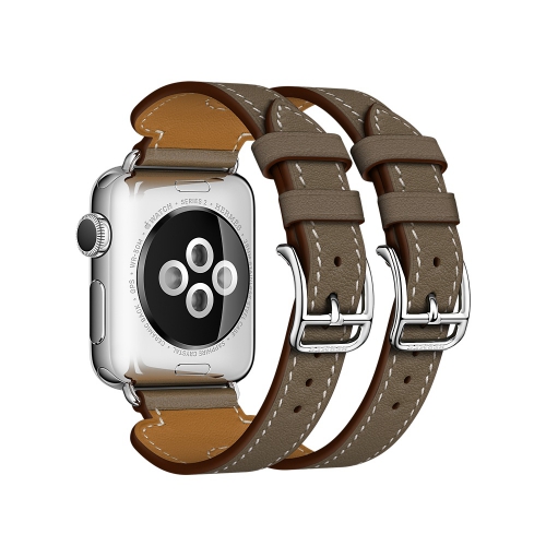 Apple Watch Series 2 Hermès, Корпус 38 мм из нержавеющей стали, ремешок Manchette из кожи Swift цвета Étoupe с двойной пряжкой (MNQ72)