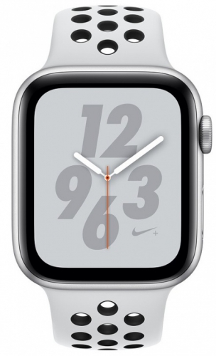 Apple Watch Nike+ Series 4, 44 мм, корпус из алюминия серебристого цвета, спортивный ремешок Nike цвета «чистая платина
