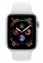 Умные часы Apple Watch Series 4, 40 мм, корпус из серебристого алюминия, спортивный ремешок белого цвета MU642