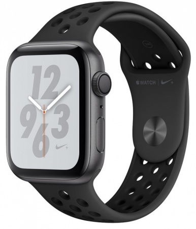 Apple Watch Nike+ Series 4, 44 мм, корпус из алюминия цвета «серый космос», спортивный ремешок Nike цвета «антрацитовый