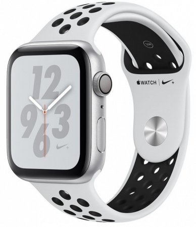 Apple Watch Nike+ Series 4, 44 мм, корпус из алюминия серебристого цвета, спортивный ремешок Nike цвета «чистая платина