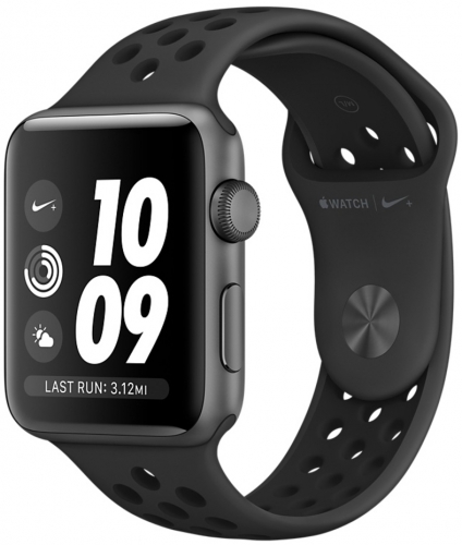 Apple Watch Nike+ series 3 38мм, корпус из алюминия цвета «серый космос», спортивный ремешок Nike цвета «антрацитовый