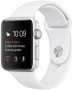 Apple Watch Series 1, Корпус 38 мм из серебристого алюминия, спортивный ремешок белого цвета (MNNG2)